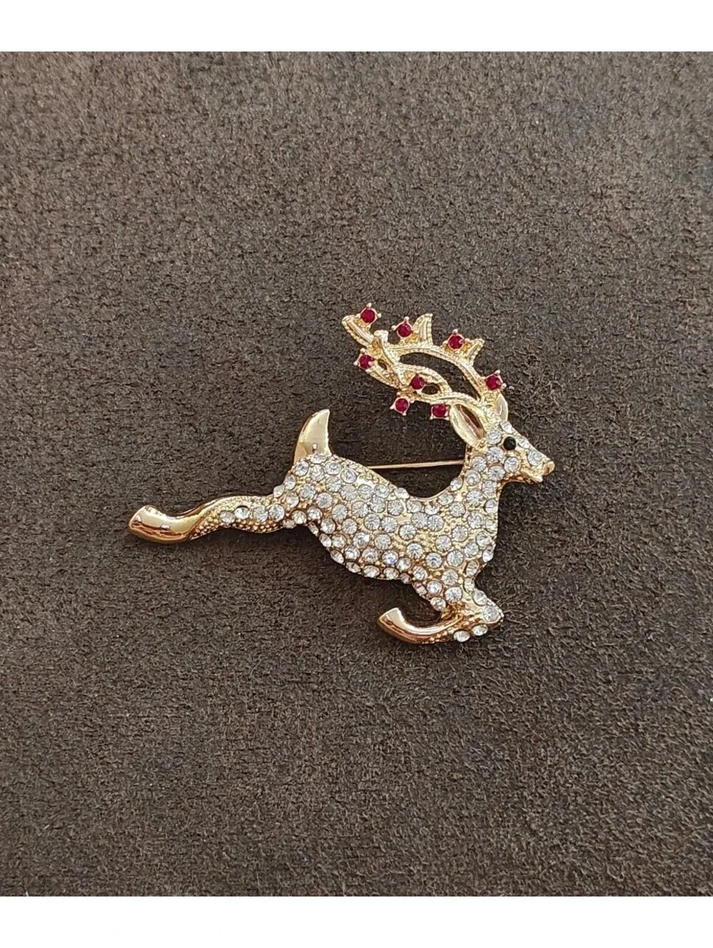 1980s Monet Reindeer Rhinestones Brooch
